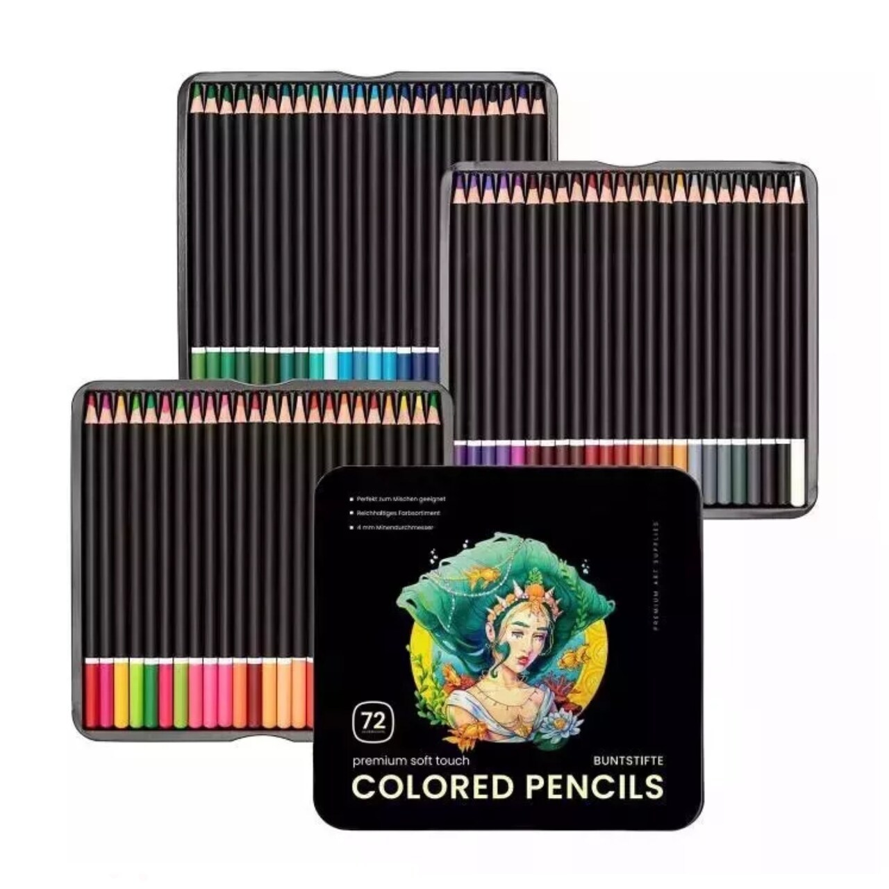 Kitcheniva 72 Pack Premier Colored Pencils Drawing Art Tools Kit